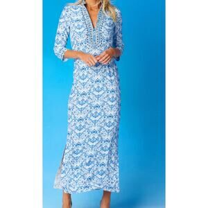 NicoBlu Shalimar Long Tunic Maxi Dress Sapphire Jewel Embellishment Size 6